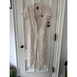 RVCA Cream Short-Sleeve Utility Jumpsuit